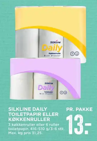 MENY Silkline daily toiletpapir eller køkkenruller tilbud