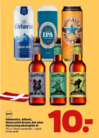 Netto Edelweiss, Albani, Newcastle Brown Ale eller Danevang økologisk øl tilbud