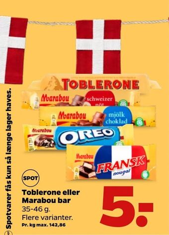 Netto Toblerone eller Marabou bar tilbud