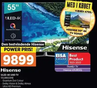 Power Hisense ULED 4K UHD TV 55U88GQNE tilbud