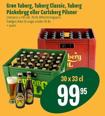 Min Købmand Grøn Tuborg, Tuborg Classic, Tuborg Påskebryg eller Carlsberg Pilsner tilbud