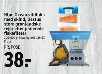 SPAR Blue Ocean vildlaks med skind, Gestus store grønlandske rejer eller panerede fiskefileter tilbud