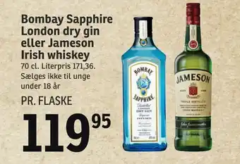 SPAR Bombay Sapphire London dry gin eller Jameson Irish whiskey tilbud