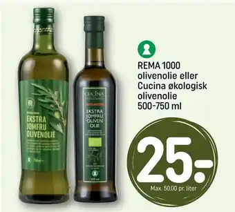 REMA 1000 REMA 1000 olivenolie eller Cucina økologisk olivenolie tilbud