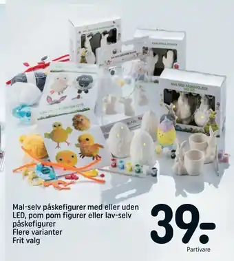 REMA 1000 Mal-selv påskefigurer med eller uden LED, pom pom figurer eller lav-selv påskefigurer tilbud