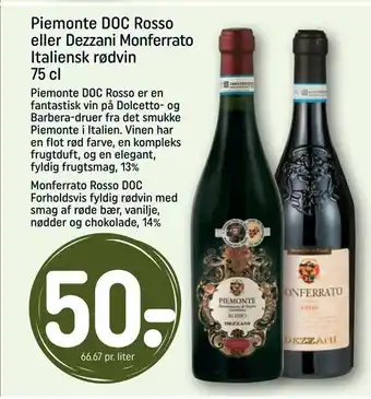 REMA 1000 Piemonte DOC Rosso eller Dezzani Monferrato Italiensk rødvin tilbud