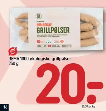 REMA 1000 REMA 1000 økologiske grillpølser tilbud