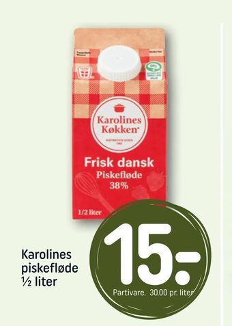 REMA 1000 Karolines piskefløde ½ liter tilbud