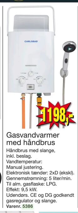 Harald Nyborg Gasvandvarmer med håndbrus tilbud