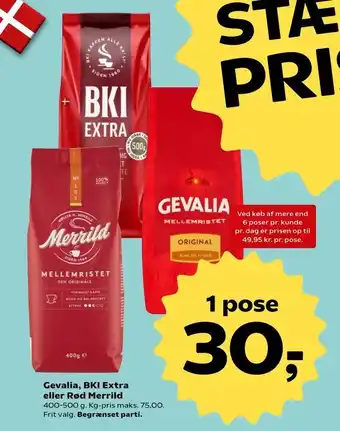SuperBrugsen Gevalia, BKI Extra eller Rød Merrild tilbud