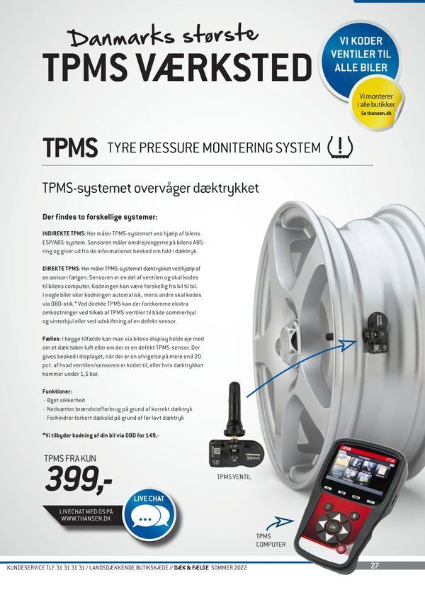 Thansen Tpms tyre pressure monitering system tilbud