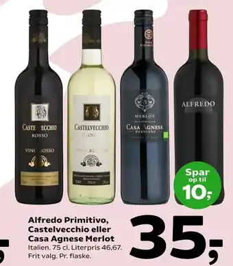 Alfredo Primitivo, Castelvecchio eller Casa Agnese Merlot