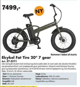Biltema Elcykel Fat Tire 20" 7 gear tilbud