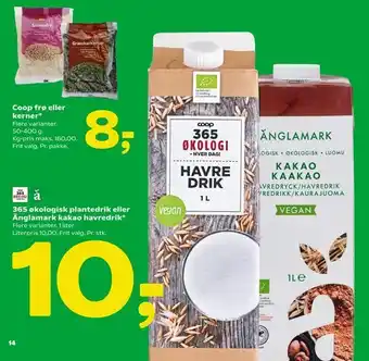 365 økologisk plantedrik eller Änglamark kakao havredrik