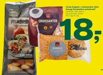 Coop 365 Coop bagels, crois santer eller Smag Forskellen pitabrød tilbud