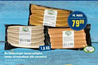 Otto Duborg Din Mesterslagter kæmpe grillpølse, kæmpe skinkekrakauer eller currywurst tilbud