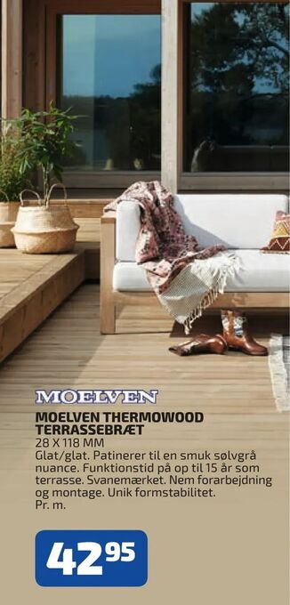 Davidsen Moelven thermowood terrassebræt tilbud