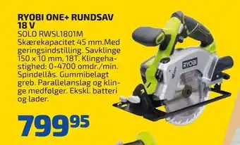 Davidsen Ryobi one+ rundsav 18 v tilbud