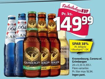 Fleggaard Kronenbourg, Corona el. Grimbergen tilbud