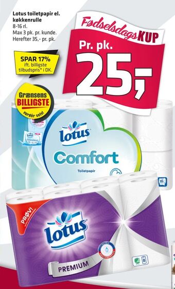 Fleggaard Lotus toiletpapir el. køkkenrulle tilbud