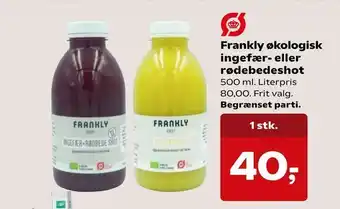Frankly økologisk ingefær- eller rødebedeshot