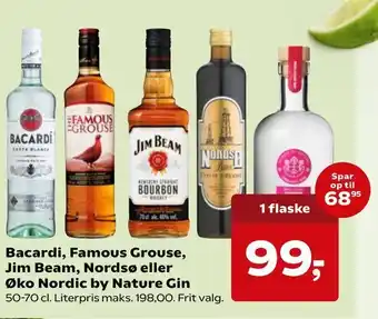 Kvickly Bacardi, Famous Grouse, Jim Beam, Nordsø eller Øko Nordic by Nature Gin tilbud