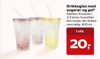 Kvickly Drikkeglas med sugerør og gel tilbud