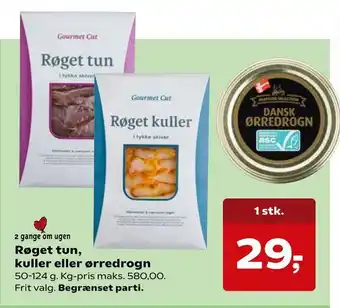Røget tun, kuller eller ørredrogn