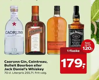 SuperBrugsen Caorunn Gin, Cointreau, Bulleit Bourbon eller Jack Daniel's Whiskey tilbud