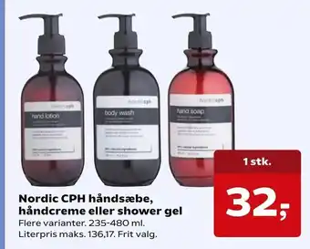 SuperBrugsen Nordic CPH håndsæbe, håndcreme eller shower gel tilbud