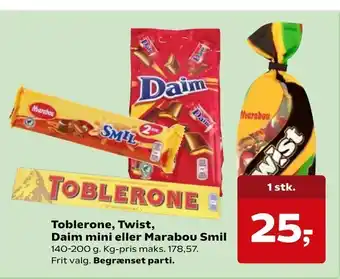 SuperBrugsen Toblerone, Twist, Daim mini eller Marabou Smil tilbud