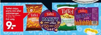 Bilka Taffel chips, party mix eller saltstænger tilbud