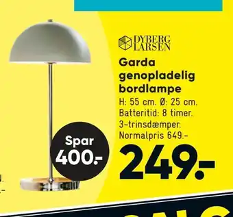 Bilka Garda genopladelig bordlampe tilbud