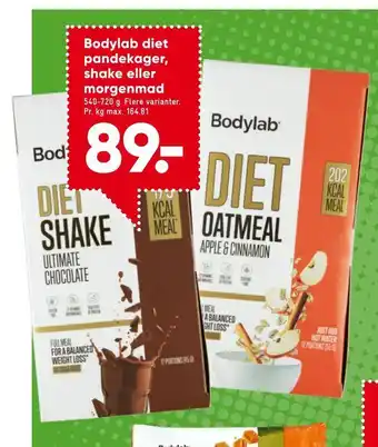 Bilka Bodylab diet pandekager, shake eller morgenmad tilbud