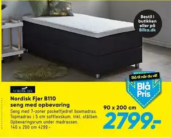 Nordisk Fjer B110 seng med opbevaring 90 x 200 cm
