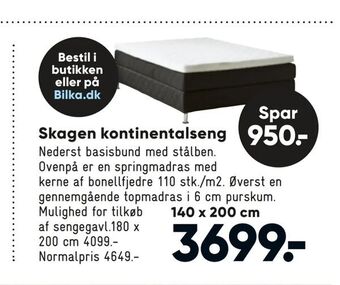 Bilka Skagen kontinentalseng tilbud