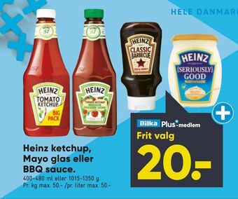 Bilka Heinz ketchup, Mayo glas eller BBQ sauce tilbud
