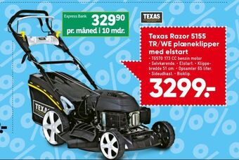 Bilka Texas Razor 5155 TR/WE plæneklipper med elstart tilbud