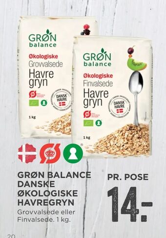 MENY Grøn balance danske økologiske havregryn tilbud