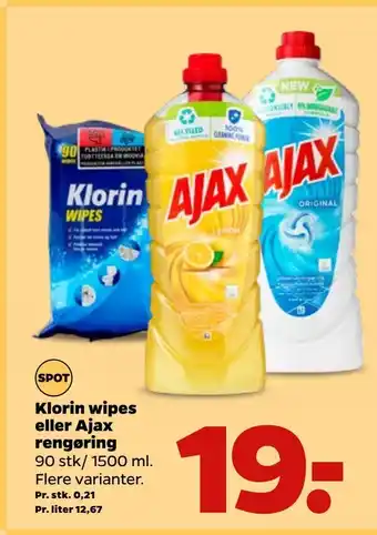 Klorin wipes eller Ajax rengøring