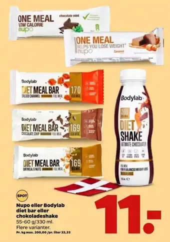 Nupo eller Bodylab diet bar eller chokoladeshake