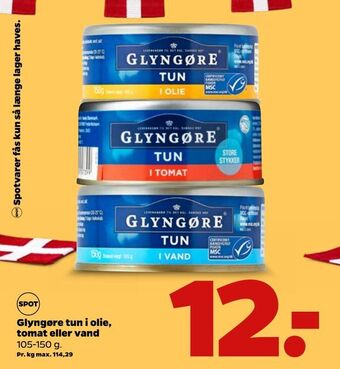 Netto Glyngøre tun i olie, tomat eller vand tilbud