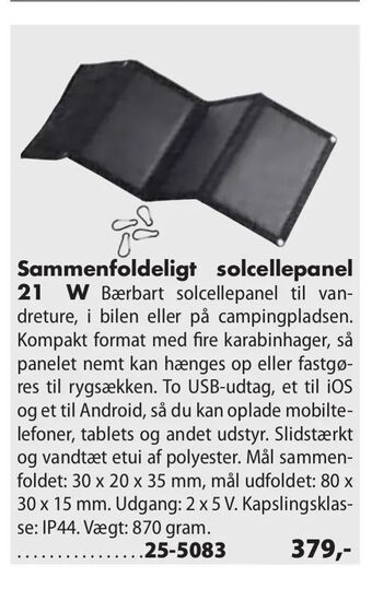 Sammenfoldeligt solcellepanel 21 W