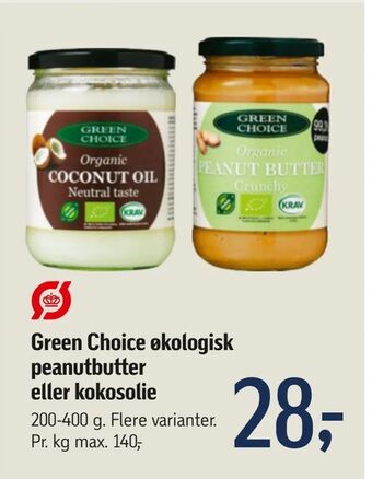 Føtex Green Choice økologisk peanutbutter eller kokosolie tilbud