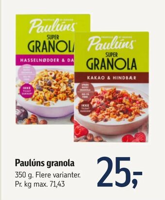 Føtex Paulúns granola tilbud