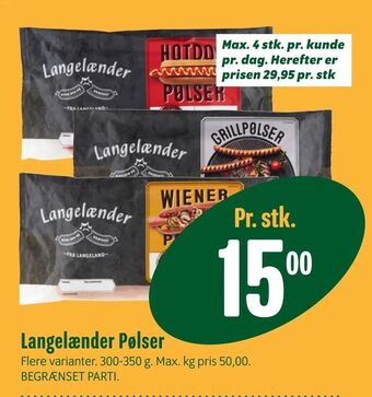 Min Købmand Langelænder Pølser tilbud