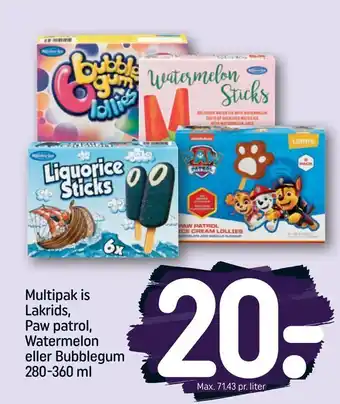 Multipak is Lakrids, Paw patrol, Watermelon eller Bubblegum