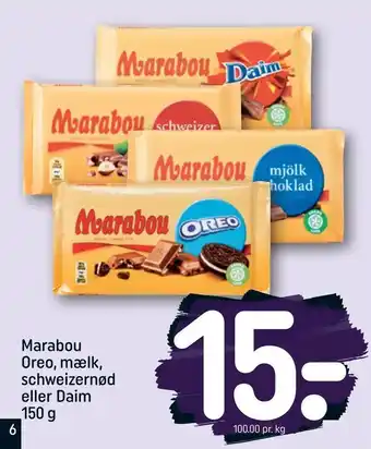 REMA 1000 Marabou Oreo, mælk, schweizernød eller Daim tilbud