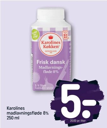 REMA 1000 Karolines madlavningsfløde 8% tilbud