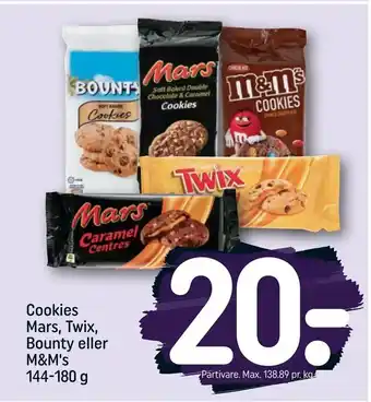 REMA 1000 Cookies Mars, Twix, Bounty eller M&M's tilbud